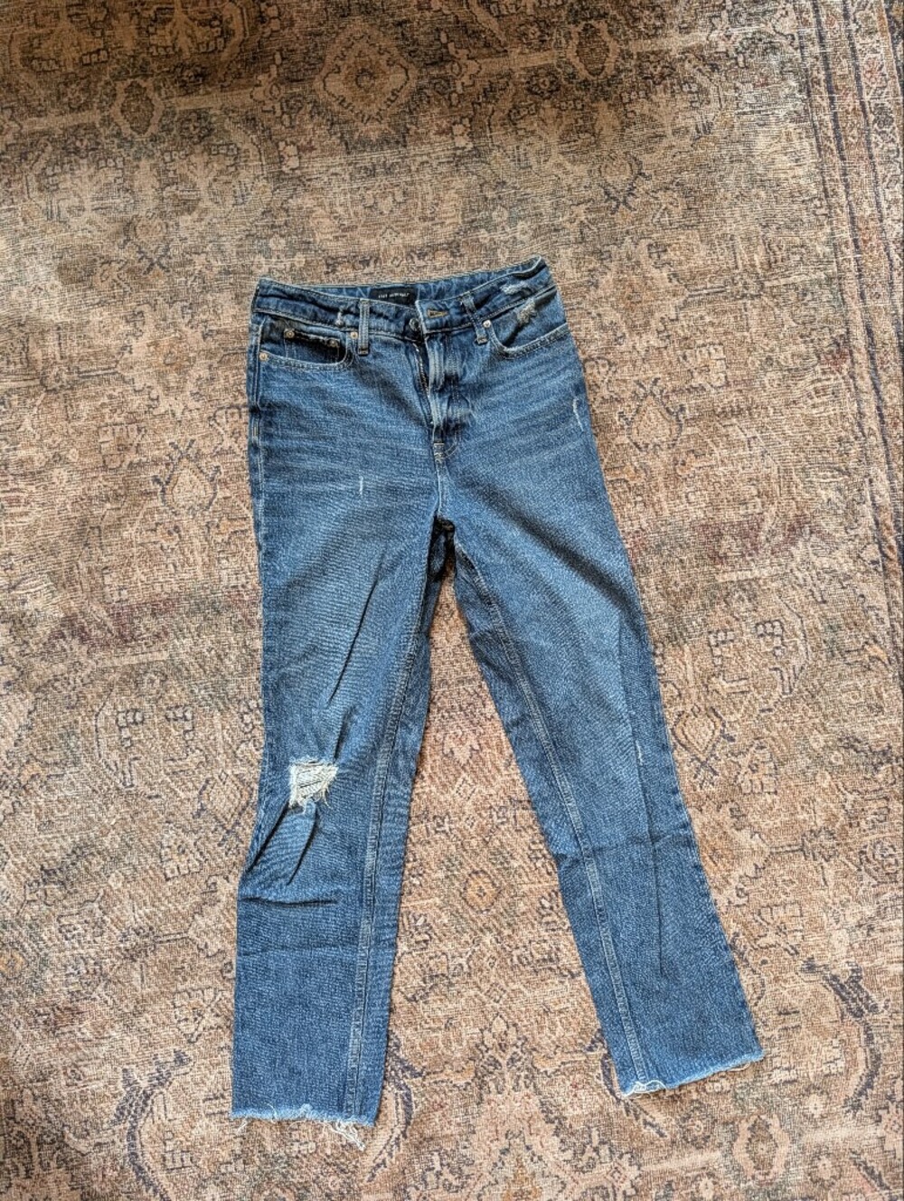 Women's Straight Leg Distressed Jeans - Blue